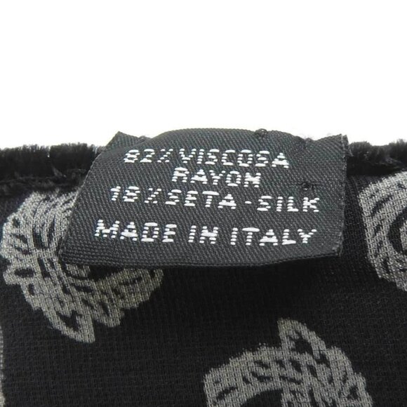 Auth VERSACE Stole Shawl Scarf Black Rayon/Silk
